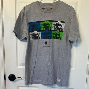Mitchell & Ness Beastmode Gray Graphic Tee with Blue and Green Accents Lynch